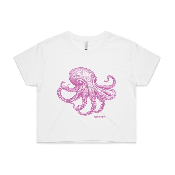 Majestic Pink Octopus: Women's Crop Top Thumbnail